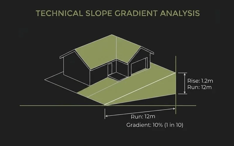 Block gradient diagram with rise-over-run measurement