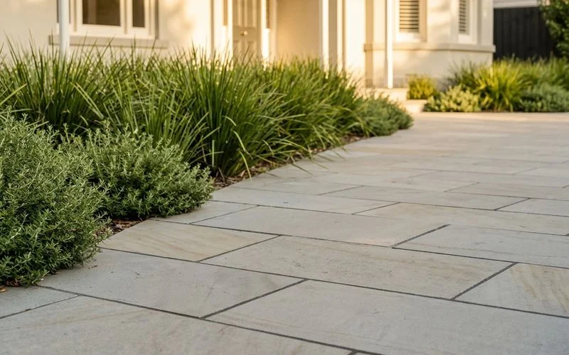 Bluestone driveway detail with joint pattern
