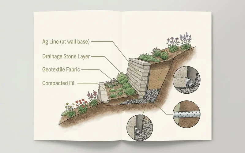 Cross-section diagram of slope drainage system