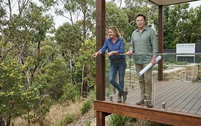 Spotted gum deck cantilever detail over steep slope