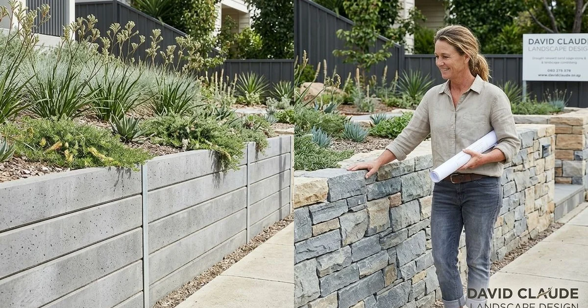 Concrete sleeper and bluestone retaining walls compared