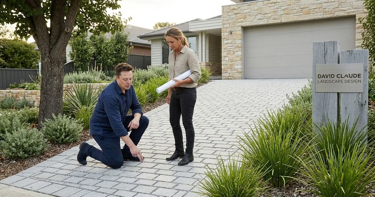 Permeable paver driveway with stormwater-compliant detail