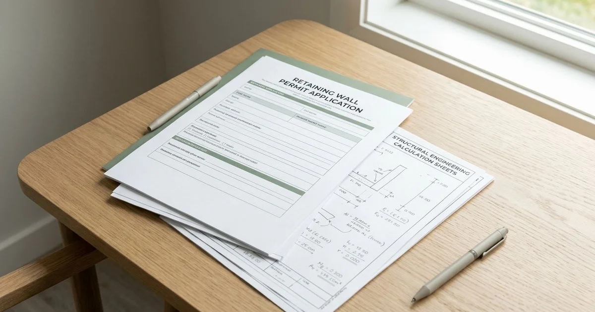 Retaining wall permit application with engineering drawings