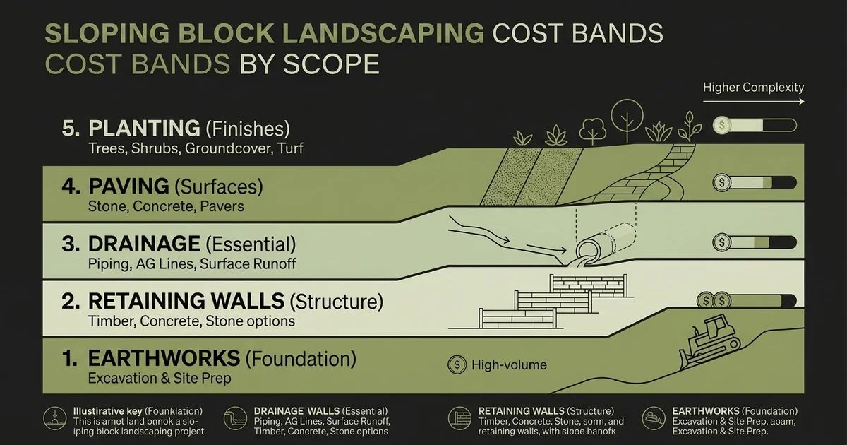 Sloping block cost breakdown by project scope