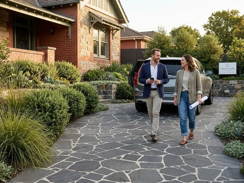 Bluestone paved driveway with native border planting