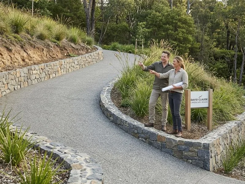 Diamond Creek switchback driveway and acreage retaining