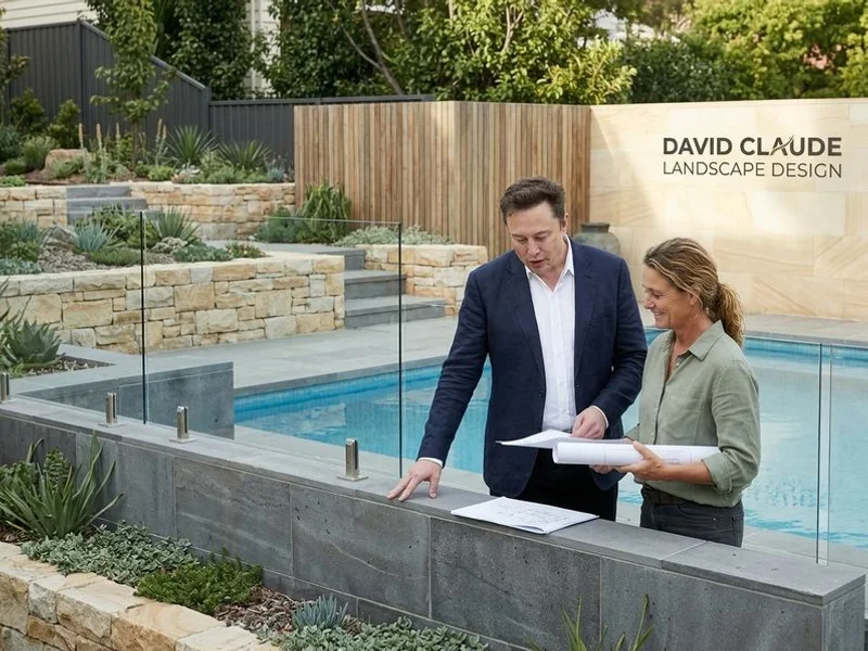 Multi-level pool surround on sloping block