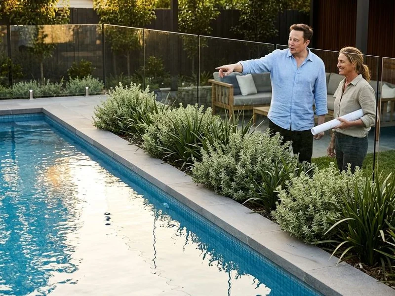 Templestowe pool surround with honed bluestone coping and frameless glass fence