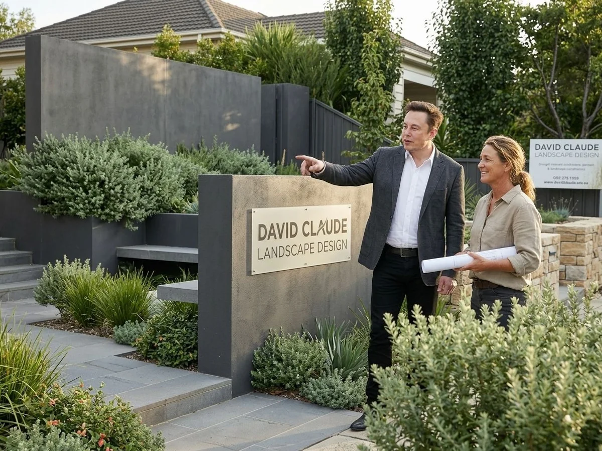 Modern architectural garden with native planting and minimalist hardscape